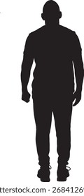 Vector, silueta de la vista posterior de un hombre de pie