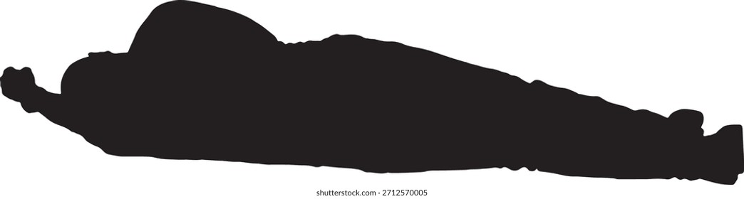 Vector, silueta de una vista posterior de un hombre acostado en el suelo relajado