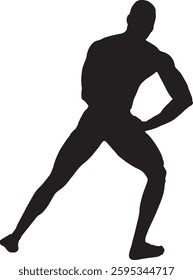 vector; silhouette of back view of a muscular man posing