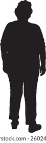 Vector silhouette of back view of a senior woman standing 