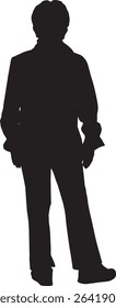 vector; silhouette of a back view of a senior women standing 