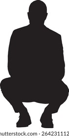 vector; silhouette of a back view of squatting man dressed in suit and tie