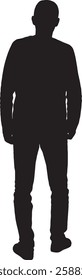 vector; silhouette; back view of a standing man 