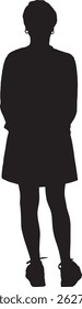  vetor silhueta vista de trás da mulher de pé vestida com saia 