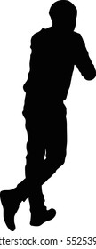 Vector Silhouette of back view of standing young man. man watching. Rear view people collection. backside view of person. and his legs crossed