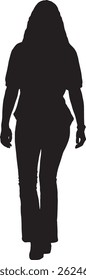  vector silhouette, back view of teen girl walking


