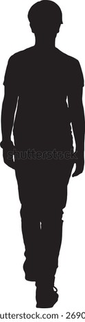 vector, silhouette of a back view of teen walking
