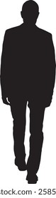 vector; silhouette; back view of a walking man dressed in suit