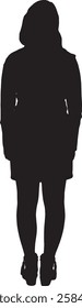 vector; silhouette back view of woman standing