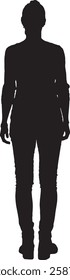 vector; silhouette, back view of a woman standing 