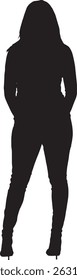 vector; silhouette of a back view of a  woman standing 