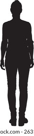 vector; silhouette of a back view of a woman tall and thin woman standing 