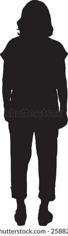 vector; silhouette; back view of a woman dressed jumpsuit