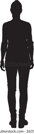 vector; silhouette of a back view of a woman tall and thin woman standing 