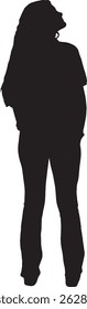  vector silhouette back view young girl standing looking up