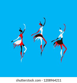 Vector silhouette ballerina modern dance ballet pose costume idea theatrical carnival elegant modern pattern design minimalism style abstract white, red and black pattern