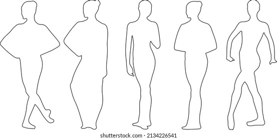 Vector silhouette of ballet dancers, front back view perfect to include in your architecture projects, renders, sketches or plans.