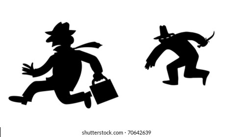 vector silhouette bandit on white background