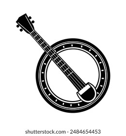 vector silhouette Banjo art design white background