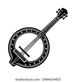 vector silhouette Banjo art design white background