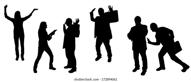 vector silhouette of bank robbery