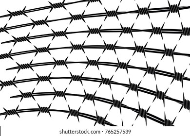 Vector Silhouette of Barbed Wire Lines. Types and Different Variants