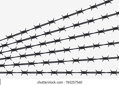 Vector Silhouette of Barbed Wire Lines. Types and Different Variants