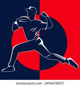 vector silhouette of a baseball player throwing a baseball