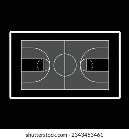 Vector Silhouette of Basket Ball Court. Basketball Field.