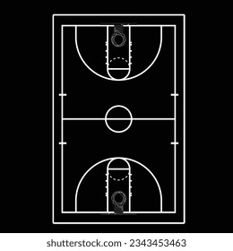 Vector Silhouette of Basket Ball Court. Basketball Field.