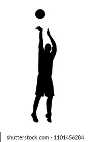 vector of silhouette basketball player shooting the ball