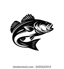 Vector silhouette of a bass fish logo icon vector illustration