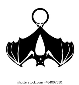 Vector silhouette bat on a white background.