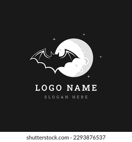Vector silhouette of bats on moon background. Symbol of night.