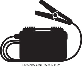 Vector silhouette of a battery icon isolated on white background. Power, energy, charge, and electricity concept suitable for technology, UI, app, and minimal design projects.
