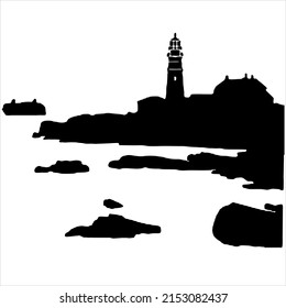 vector silhouette of a beachfront atmosphere on a white background.