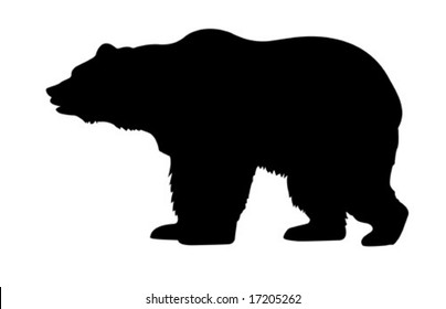 vector silhouette bear isolated on white background