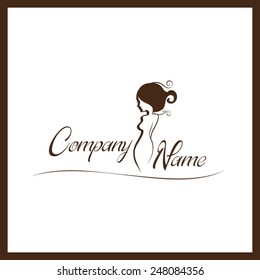 Vector silhouette of a beautiful lady logo