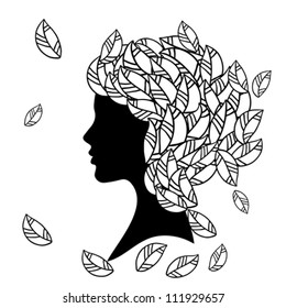 Vector  silhouette of beautiful woman with Hairstyles.