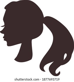 Vector silhouette of a beautiful young girl with long hair in a ponytail
