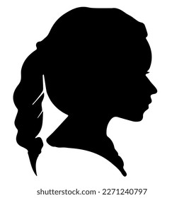 Vector silhouette of a beauty woman's head on a white background. Symbol of female.