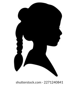 Vector silhouette of a beauty woman's head on a white background. Symbol of female.