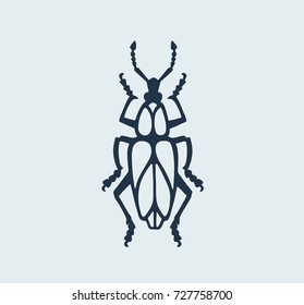 Vector silhouette of a beetle in a stained glass window. Logo for eco label. Vector art illustration for print on t-shirt or cover notebook.