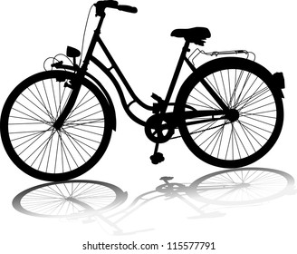 Vector silhouette of  bicycle on white background