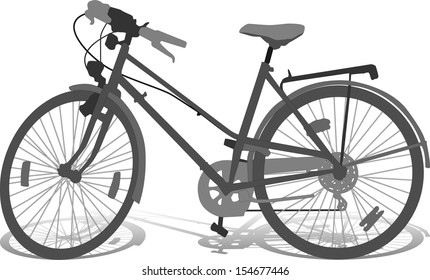 Vector silhouette of bicycle on white background