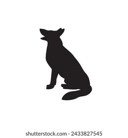 vector silhouette of a big dog sitting