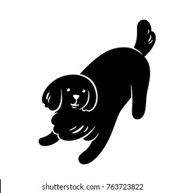 Vector silhouette of big friendly playing dog, isolated on white.