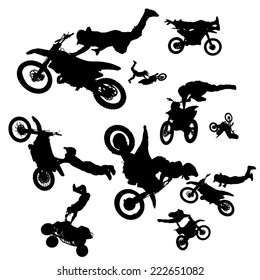 vector silhouette of a biker who jumps into the air.