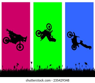 Vector silhouette of a biker who jumps.