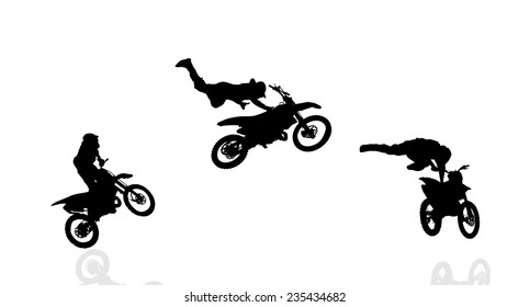Vector silhouette of a biker who jumps.